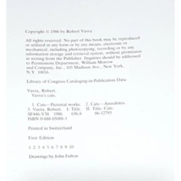 Vavras Cats by Robert Vavra Hardcover 1st Ed1996 Dust Jacket Pets kitten - Picture 10 of 14